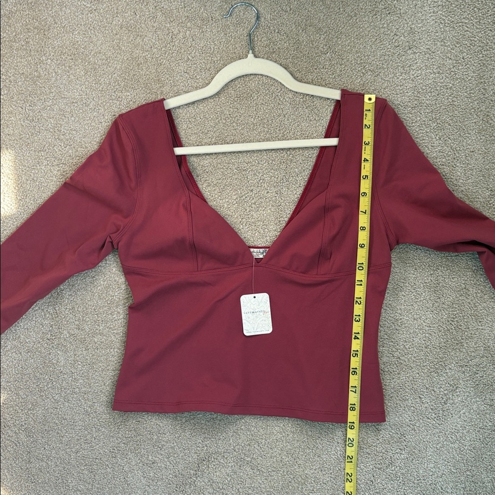 Free People Intimately Duo Corset Long Sleeve Top Earth Red - Picture 7 of 7